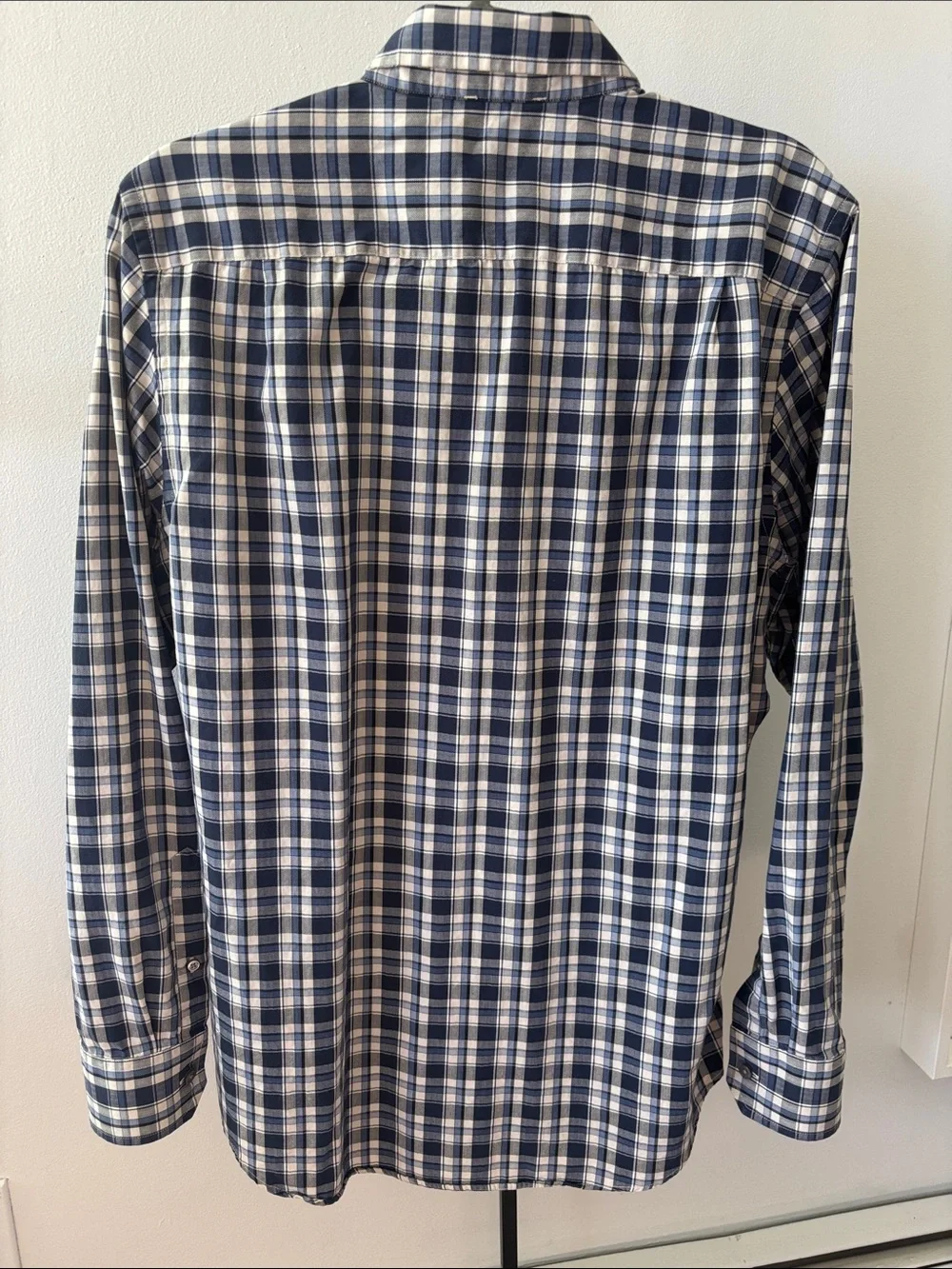 Banana Republic Navy and White Plaid Cotton Button-Down Shirt